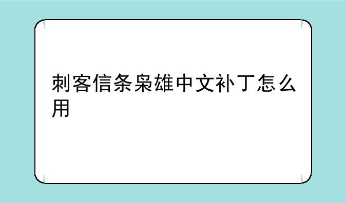 刺客信条枭雄中文补丁怎么用