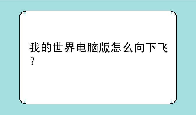 我的世界电脑版怎么向下飞？