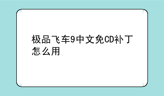 极品飞车9中文免CD补丁怎么用