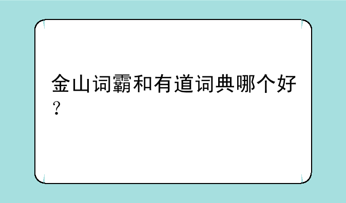 金山词霸和有道词典哪个好？