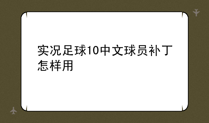 实况足球10中文球员补丁怎样用