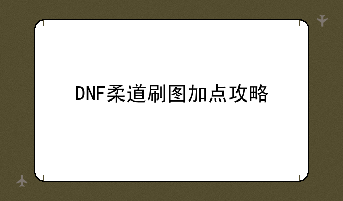DNF柔道刷图加点攻略