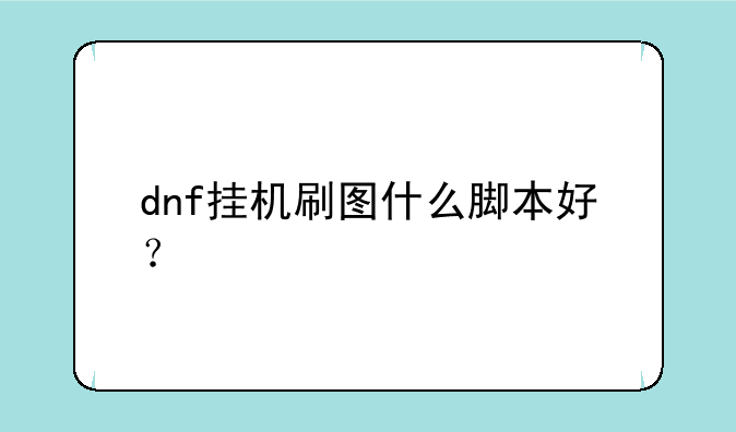 dnf挂机刷图什么脚本好？