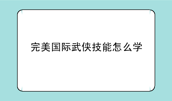完美国际武侠技能怎么学
