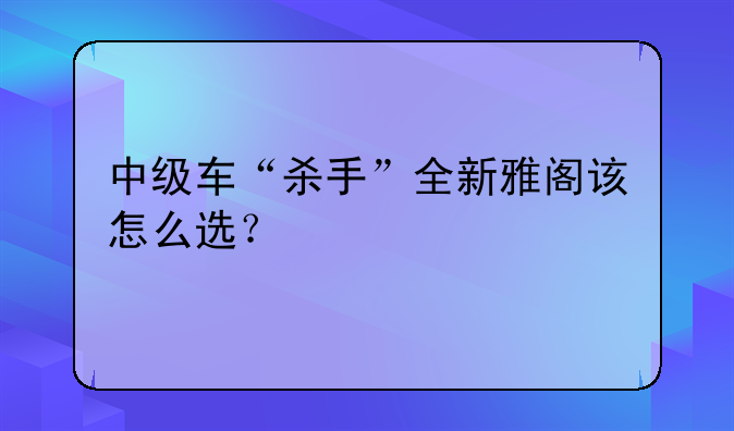 中级车“杀手”全新雅阁该怎么选？