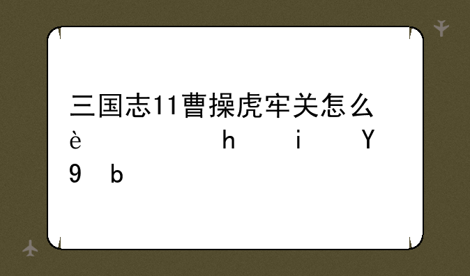 三国志11曹操虎牢关怎么过?我是新手？
