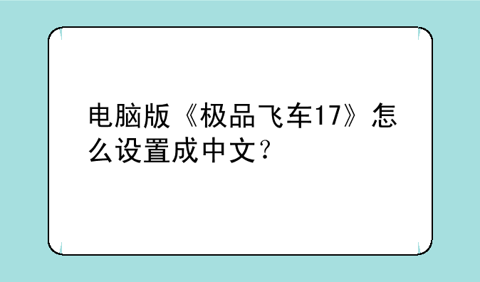 电脑版《极品飞车17》怎么设置成中文？