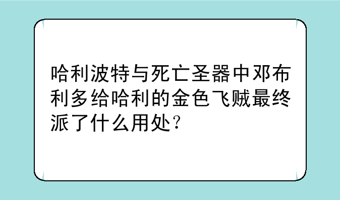 哈利波特与死亡圣器中邓布利多给哈利的金色飞贼最终派了什么用处？