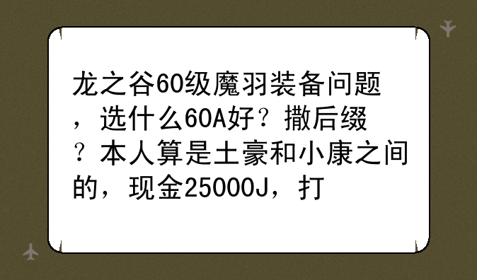 龙之谷60级魔羽装备问题，选什么60A好？撒后缀？本人算是土豪和小康之间的，现金25000J，打算直接收！