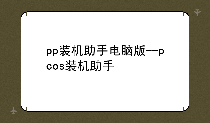 pp装机助手电脑版--pcos装机助手