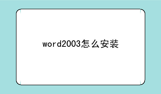 word2003怎么安装