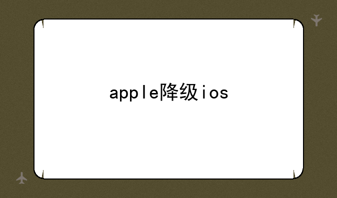 apple降级ios