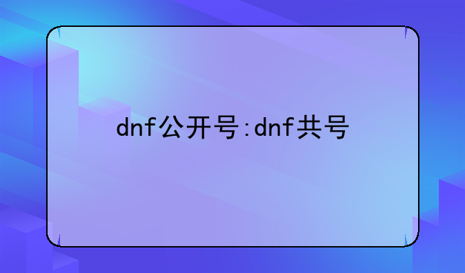 dnf公开号:dnf共号