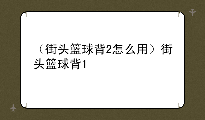 （街头篮球背2怎么用）街头篮球背1