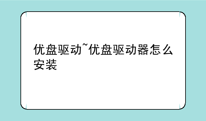 优盘驱动~优盘驱动器怎么安装