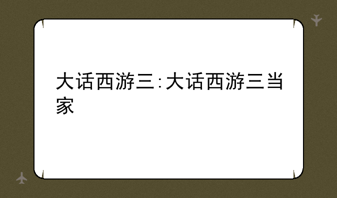 大话西游三:大话西游三当家