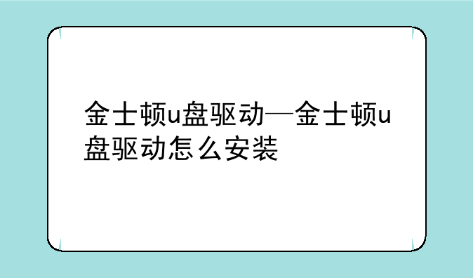 金士顿u盘驱动—金士顿u盘驱动怎么安装