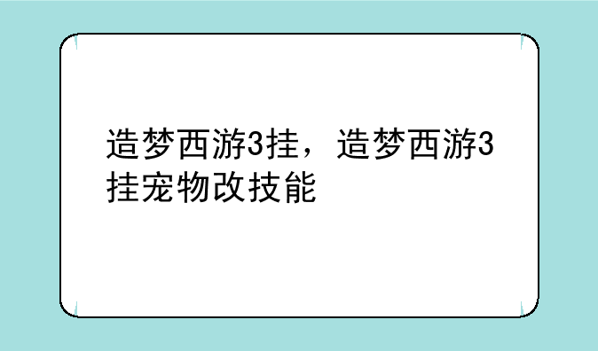 造梦西游3挂，造梦西游3挂宠物改技能